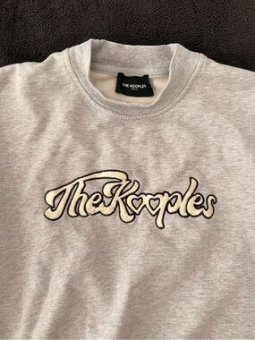 The Kooples Light Gray Logo Crewneck Cropped Sweatshirt